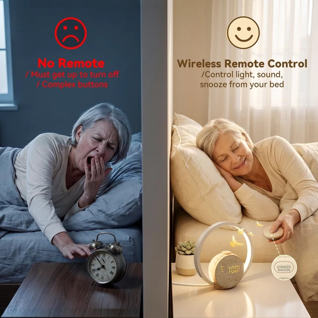 Alt view image 5 of 7 - Loud Alarm Clock for Heavy Sleepers with Wireless Bed Shaker | Sunrise Wake Up Light, Vibrating Dual Alarms for Adults, Hearing Impaired, 20 Sleep Sounds Machine, Sleep Timer, Snooze