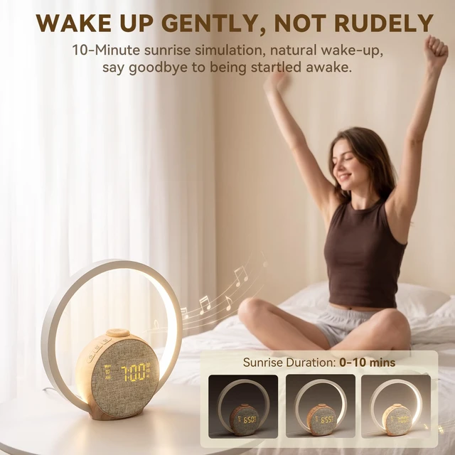 Alt view image 7 of 7 - Loud Alarm Clock for Heavy Sleepers with Wireless Bed Shaker | Sunrise Wake Up Light, Vibrating Dual Alarms for Adults, Hearing Impaired, 20 Sleep Sounds Machine, Sleep Timer, Snooze
