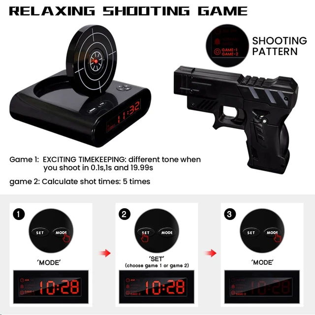 Alt view image 5 of 7 - Lock N' Load Gun Alarm Clock Target Alarm Clock Creative Clock | Interactive Target Shooting Game Makes Waking Up More Fun for Makes School Mornings More Engaging - Unique Gift for Kids