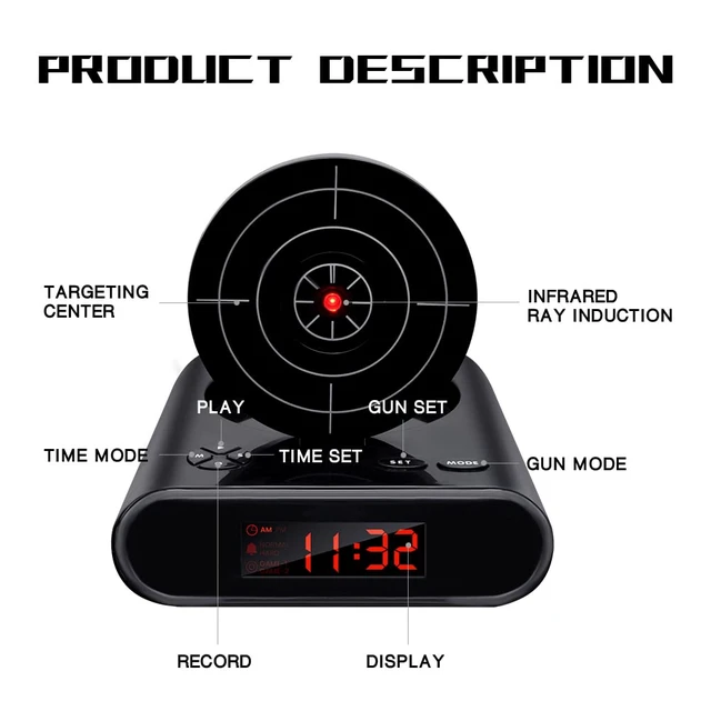Alt view image 6 of 7 - Lock N' Load Gun Alarm Clock Target Alarm Clock Creative Clock | Interactive Target Shooting Game Makes Waking Up More Fun for Makes School Mornings More Engaging - Unique Gift for Kids