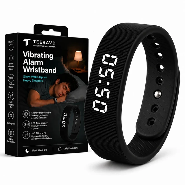 Main image of Vibrating Alarm Wristband Clock for Heavy Sleepers Wake Band Wrist Watch Silent Vibration Bracelet Loud Adults Strike Deaf People Despertar with that Won't Partner Extremely Deep