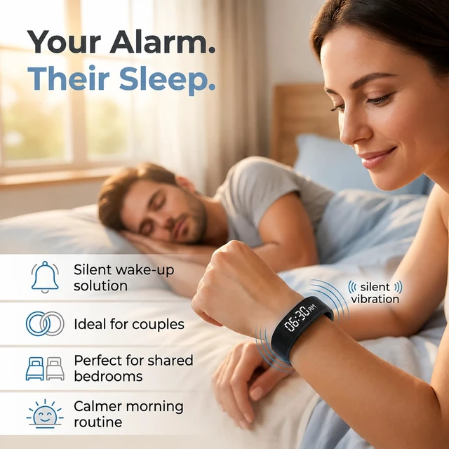 Alt view image 2 of 7 - Vibrating Alarm Wristband Clock for Heavy Sleepers Wake Band Wrist Watch Silent Vibration Bracelet Loud Adults Strike Deaf People Despertar with that Won't Partner Extremely Deep