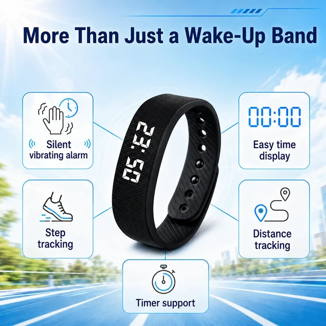 Alt view image 4 of 7 - Vibrating Alarm Wristband Clock for Heavy Sleepers Wake Band Wrist Watch Silent Vibration Bracelet Loud Adults Strike Deaf People Despertar with that Won't Partner Extremely Deep
