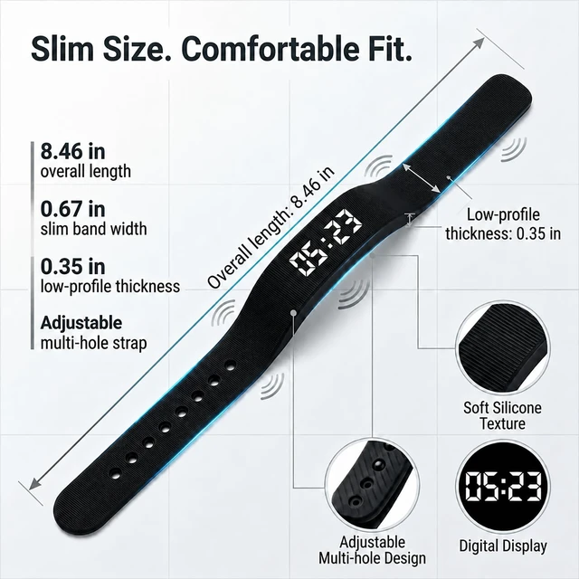 Alt view image 5 of 7 - Vibrating Alarm Wristband Clock for Heavy Sleepers Wake Band Wrist Watch Silent Vibration Bracelet Loud Adults Strike Deaf People Despertar with that Won't Partner Extremely Deep