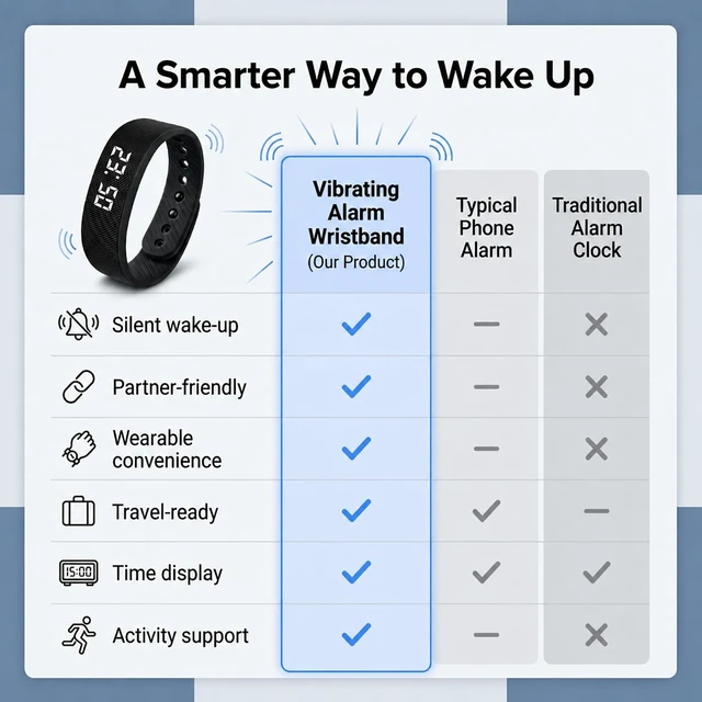Alt view image 7 of 7 - Vibrating Alarm Wristband Clock for Heavy Sleepers Wake Band Wrist Watch Silent Vibration Bracelet Loud Adults Strike Deaf People Despertar with that Won't Partner Extremely Deep