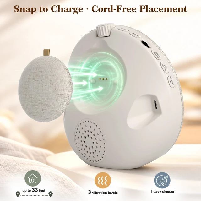 Alt view image 3 of 7 - Sunrise Alarm Clock Radio with Bed Shaker for Heavy Sleepers, Extra Loud FM Radio Alarm, Bluetooth Speaker, Dimmable Night Light for Bedrooms Kids, 7 Wake-Up Modes, Cream Linen