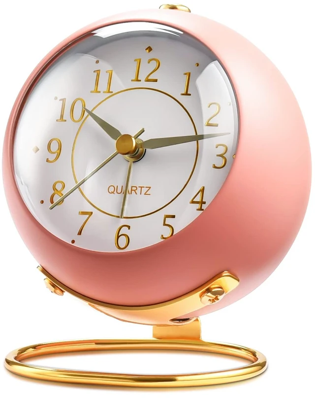 Main image of Analog Alarm Clocks for bedrooms,Small Desk Clocks,Night Light, Non-TickingBattery Powered,Silent Alarm Clock for Kids,Simple Design Desktop Alarm Clock. (Pink)