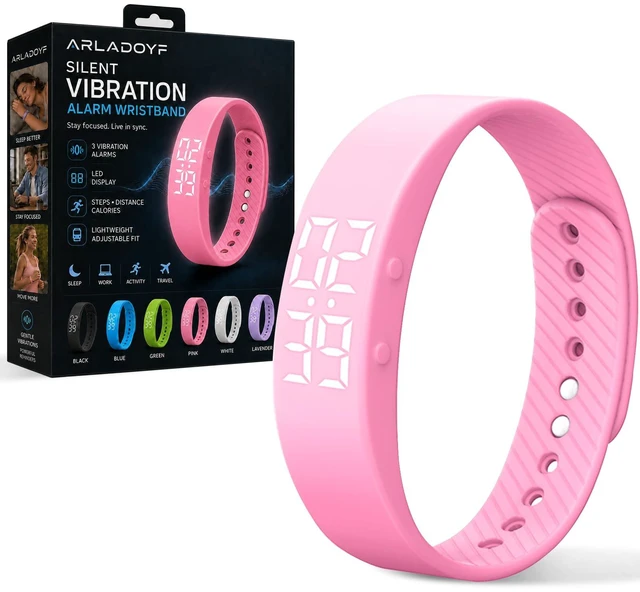 Main image of Smart Watch Alarm Clock for Heavy Sleepers Bracelets Men Digital Vibrating Wristband para Hombres Bedroom Devices Women and Teens Wake Silent Long Distance Battery Powered Bed Shaker (pink)
