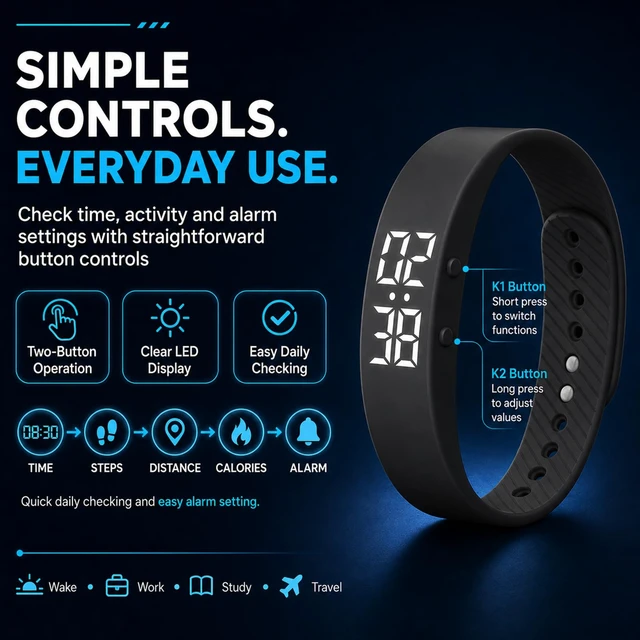 Alt view image 2 of 7 - Smart Watch Alarm Clock for Heavy Sleepers Bracelets Men Digital Vibrating Wristband para Hombres Bedroom Devices Women and Teens Wake Silent Long Distance Battery Powered Bed Shaker (pink)