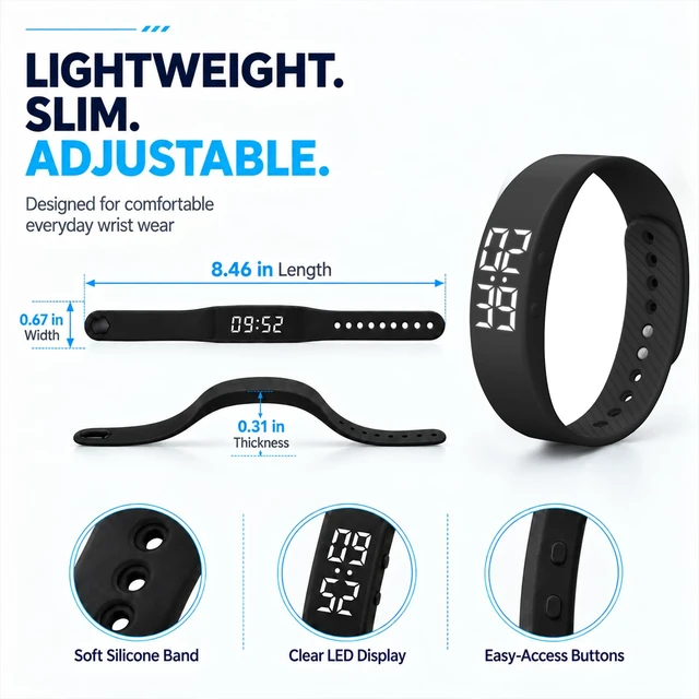 Alt view image 5 of 7 - Smart Watch Alarm Clock for Heavy Sleepers Bracelets Men Digital Vibrating Wristband para Hombres Bedroom Devices Women and Teens Wake Silent Long Distance Battery Powered Bed Shaker (pink)