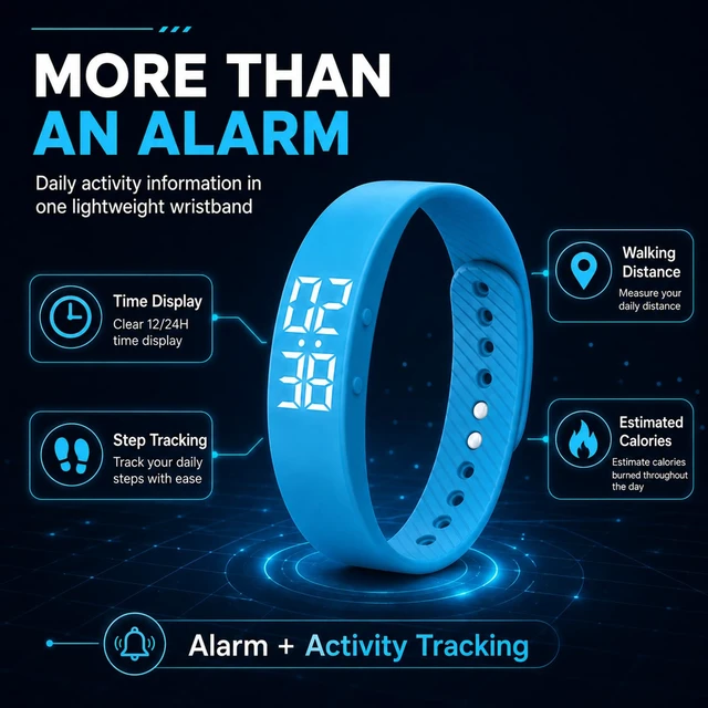 Alt view image 4 of 7 - Smart Watch Alarm Clock for Heavy Sleepers Bracelets Men Digital Vibrating Wristband para Hombres Bedroom Devices Women and Teens Wake Silent Long Distance Battery Powered Bed Shaker (pink)