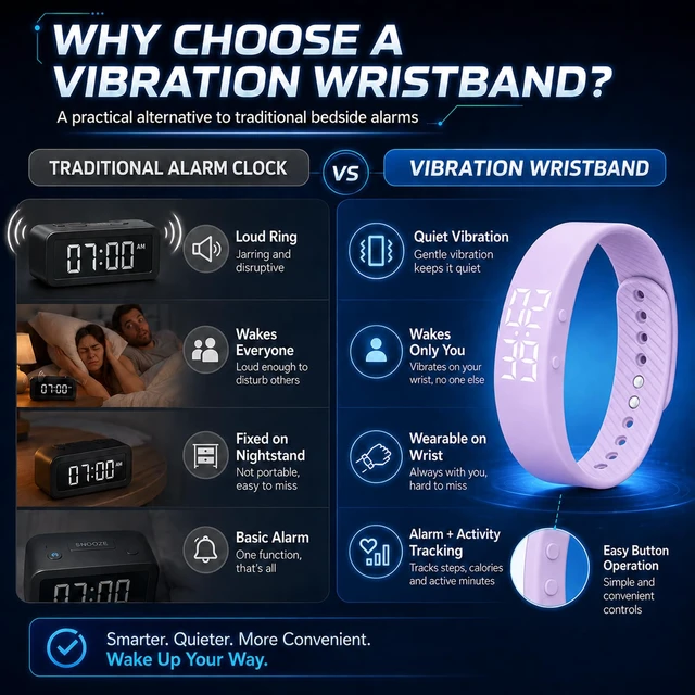 Alt view image 6 of 7 - Smart Watch Alarm Clock for Heavy Sleepers Bracelets Men Digital Vibrating Wristband para Hombres Bedroom Devices Women and Teens Wake Silent Long Distance Battery Powered Bed Shaker (pink)
