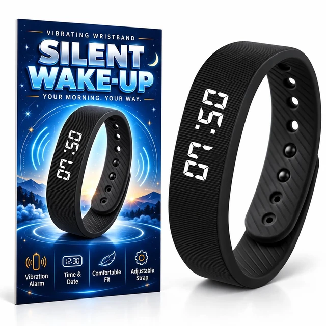 Main image of Alarm Clock for Heavy Sleepers Vibrating Wristband Bracelet for Teens Silent Vibration Wrist Watch Kids Wake up Bed Shaker Wearable Alarmas para Despertar Deaf People ADHD Shock Reminder