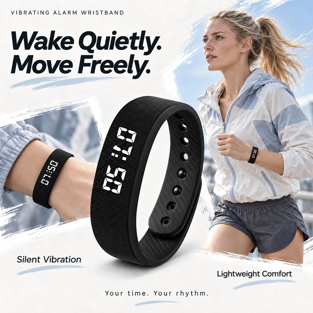 Alt view image 2 of 7 - Alarm Clock for Heavy Sleepers Vibrating Wristband Bracelet for Teens Silent Vibration Wrist Watch Kids Wake up Bed Shaker Wearable Alarmas para Despertar Deaf People ADHD Shock Reminder