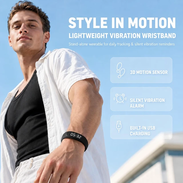 Alt view image 4 of 7 - Alarm Clock for Heavy Sleepers Vibrating Wristband Bracelet for Teens Silent Vibration Wrist Watch Kids Wake up Bed Shaker Wearable Alarmas para Despertar Deaf People ADHD Shock Reminder