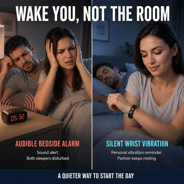 Alt view image 7 of 7 - Alarm Clock for Heavy Sleepers Vibrating Wristband Bracelet for Teens Silent Vibration Wrist Watch Kids Wake up Bed Shaker Wearable Alarmas para Despertar Deaf People ADHD Shock Reminder