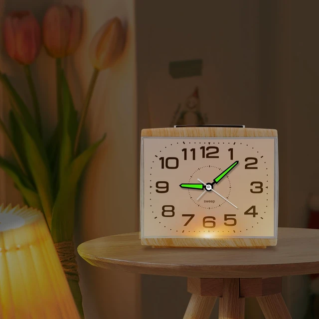 Alt view image 3 of 7 - Large Analog Alarm Clock for Bedside, Silent Non-Ticking | with Night Light, Battery Powered, Gradually Increasing Alarm for Heavy Sleepers, Seniors