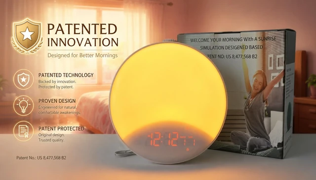 Alt view image 2 of 5 - ® Sunrise Alarm Clock, Wake up Light, Sunrise and Sunset Simulation, Patented Product (Patent No: US 8,477,568 B2 Alarm Clock WHICH OPERATES in Conjunction with A Gradually Fading - in LAMP)