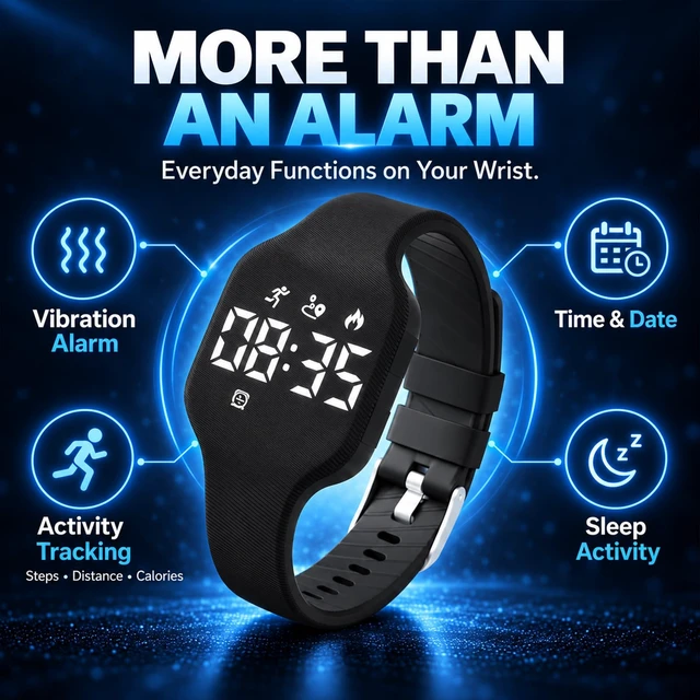 Alt view image 4 of 7 - Alarm Clock for Heavy Sleepers Vibrating Wristband Silent Watch Bracelet Teens Deaf Adults Bed Shaker Travel Digital Wearable Timer Reminder Rechargeable ADHD Wake Up Vibration Deep Shock