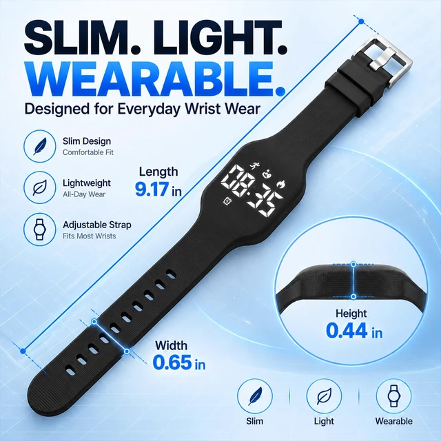 Alt view image 5 of 7 - Alarm Clock for Heavy Sleepers Vibrating Wristband Silent Watch Bracelet Teens Deaf Adults Bed Shaker Travel Digital Wearable Timer Reminder Rechargeable ADHD Wake Up Vibration Deep Shock