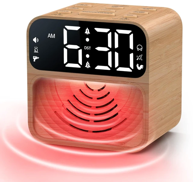 Main image of Extra Loud Alarm Clock for Heavy Sleepers with 115dB Alarm | Red Flashing Light Backup to Help Prevent Oversleeping - Dual Alarm for Teens Adults Shift Workers in Bedroom - Wood Grain
