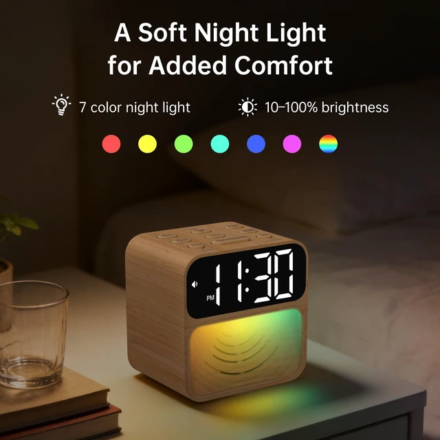 Alt view image 5 of 7 - Extra Loud Alarm Clock for Heavy Sleepers with 115dB Alarm | Red Flashing Light Backup to Help Prevent Oversleeping - Dual Alarm for Teens Adults Shift Workers in Bedroom - Wood Grain