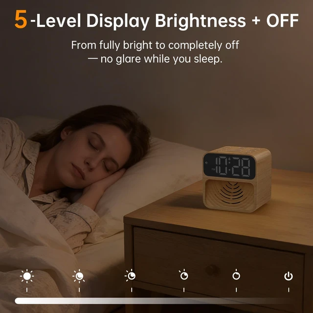 Alt view image 6 of 7 - Extra Loud Alarm Clock for Heavy Sleepers with 115dB Alarm | Red Flashing Light Backup to Help Prevent Oversleeping - Dual Alarm for Teens Adults Shift Workers in Bedroom - Wood Grain