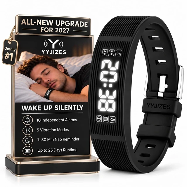 Main image of YYJIZES All-New Upgrade for 2027 Alarm Clock for Heavy Sleepers Vibrating Wristband Shock Bracelet Wrist for Teens Silent Watch Kids para Despertador Alarma Boys Wake up Bed Shaker Deaf People ADHD