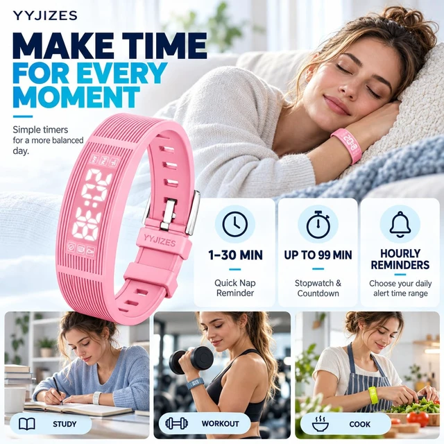 Alt view image 3 of 7 - YYJIZES All-New Upgrade for 2027 Alarm Clock for Heavy Sleepers Vibrating Wristband Shock Bracelet Wrist for Teens Silent Watch Kids para Despertador Alarma Boys Wake up Bed Shaker Deaf People ADHD