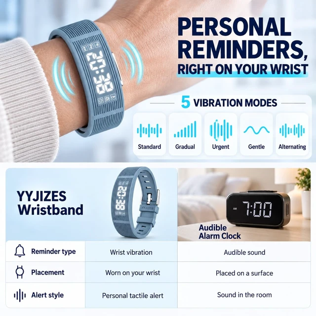 Alt view image 4 of 7 - YYJIZES All-New Upgrade for 2027 Alarm Clock for Heavy Sleepers Vibrating Wristband Shock Bracelet Wrist for Teens Silent Watch Kids para Despertador Alarma Boys Wake up Bed Shaker Deaf People ADHD