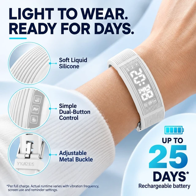 Alt view image 6 of 7 - YYJIZES All-New Upgrade for 2027 Alarm Clock for Heavy Sleepers Vibrating Wristband Shock Bracelet Wrist for Teens Silent Watch Kids para Despertador Alarma Boys Wake up Bed Shaker Deaf People ADHD