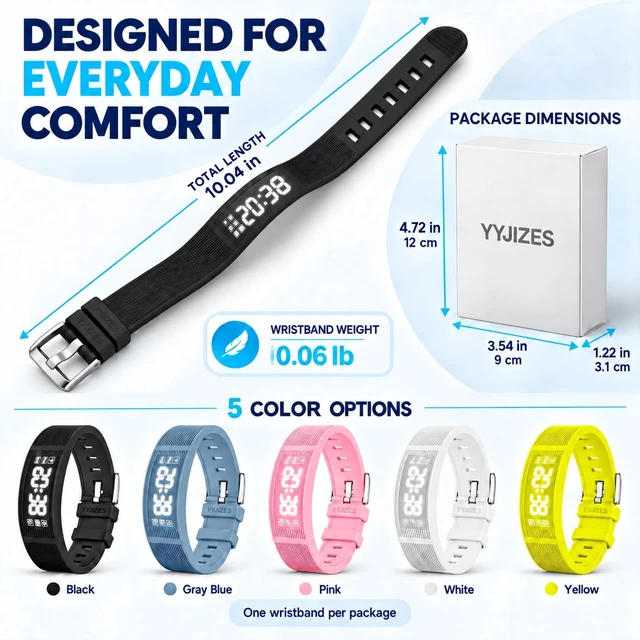 Alt view image 7 of 7 - YYJIZES All-New Upgrade for 2027 Alarm Clock for Heavy Sleepers Vibrating Wristband Shock Bracelet Wrist for Teens Silent Watch Kids para Despertador Alarma Boys Wake up Bed Shaker Deaf People ADHD