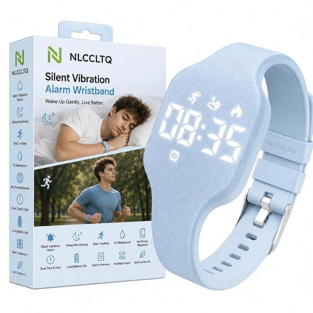Main image of Alarm Clock for Heavy Sleepers Vibrating Wristband Wrist Vibration Bracelet Silent Digital Watch Teens Travel Small Wearable Rechargeable Kids Deaf Wake Up Timer Stopwatch Reminder Adults Bedroom Band