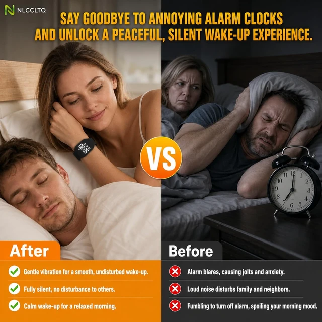 Alt view image 4 of 7 - Alarm Clock for Heavy Sleepers Vibrating Wristband Wrist Vibration Bracelet Silent Digital Watch Teens Travel Small Wearable Rechargeable Kids Deaf Wake Up Timer Stopwatch Reminder Adults Bedroom Band