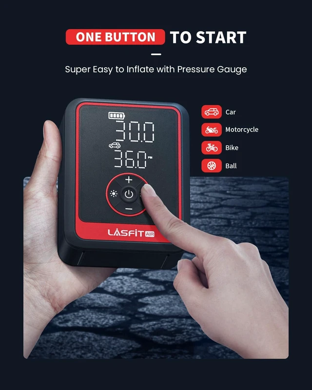 Alt view image 4 of 7 - Tire Inflator Portable Air Compressor, CR1 Pro Cordless Tire Air Pump with 7800mAh Battery & 150PSI Digital Pressure Gauge, Auto Shutoff Fast Inflation Tire Pump for Car Motorcycle Bike Balls