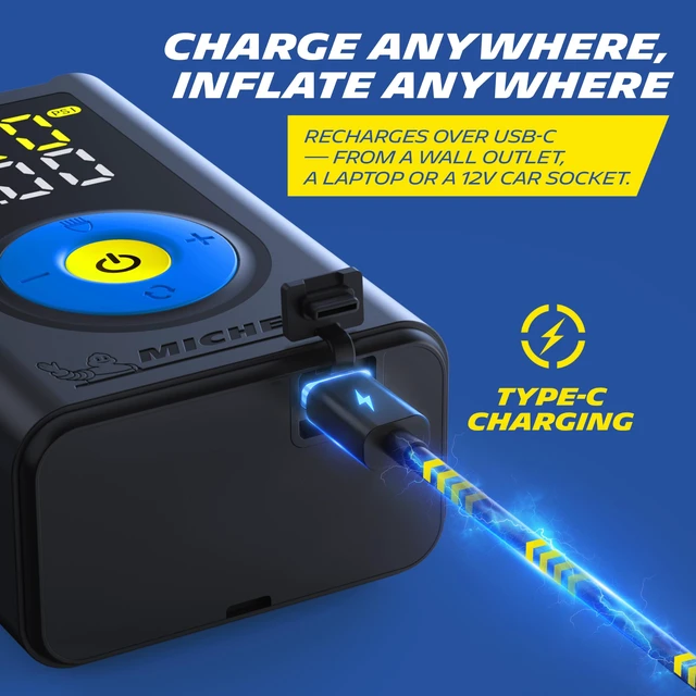 Alt view image 5 of 7 - Tire Inflator, Portable Air Compressor, 150 PSI Air Pump, 5200mAh Dual Battery, Auto Shut-Off, LED Screen, for Cars, Motorcycles, and Bicycles
