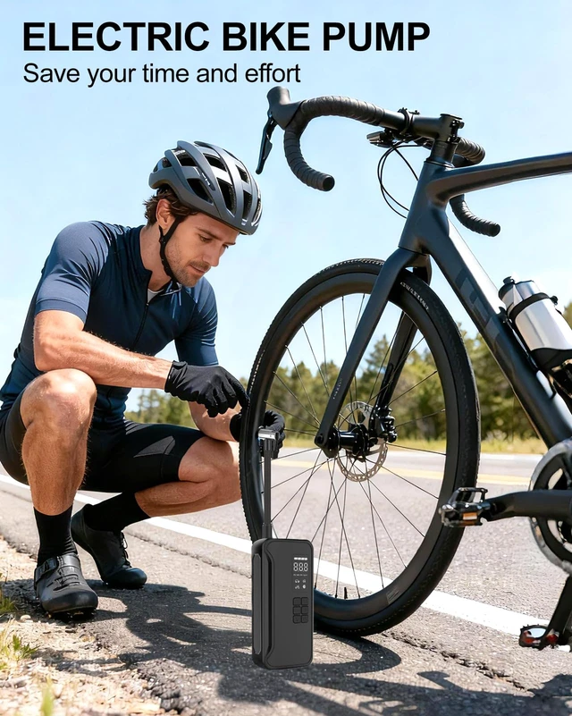 Alt view image 3 of 7 - Tire Inflator Portable Air Compressor 150 PSI Cordless Air Pump | Digital Pressure Gauge, LED Light, For Car Tires, Motorcycle, Bike, Ball, Inflatables