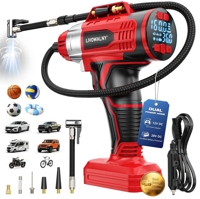 Main image of 160PSI Cordless Tire Inflator Compatible with Craftsman 20V Battery | 12Ft Cord-12V DC-Powered Portable Air Compressor with Digital Pressure Gauge, Auto Shut-Off, LED Light for Car (Tool Only)