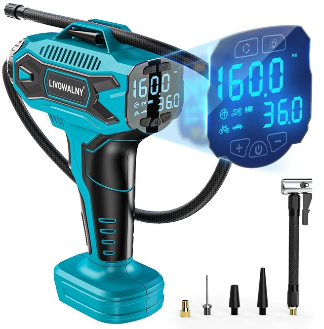 Main image of Tire Inflator Air Compressor Compatible with Makita 18V Battery, 160PSI Cordless Portable Electric Air Pump with Digital Pressure Gauge for Car Motorcycles Bike Sport Ball Auto (Tool Only)