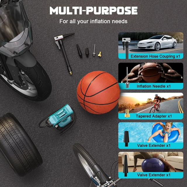 Alt view image 5 of 7 - Tire Inflator Air Compressor Compatible with Makita 18V Battery, 160PSI Cordless Portable Electric Air Pump with Digital Pressure Gauge for Car Motorcycles Bike Sport Ball Auto (Tool Only)