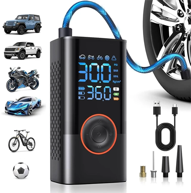 Main image of Portable Cordless Tire Inflator, 150PSI Air Compressor with Digital Gauge | 25L/min Fast Inflation, 5 Preset Modes, Digital Gauge, LED Light, Type-C Charging for Car Motorcycle Bike Scooter Ball