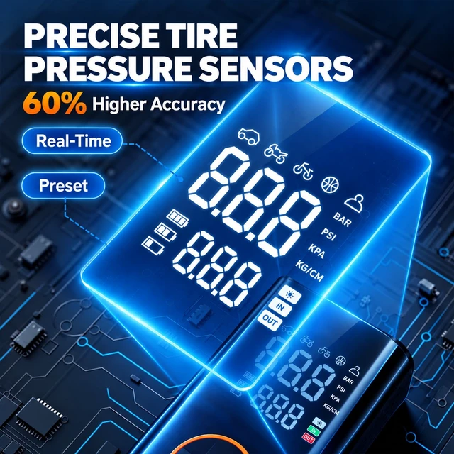Alt view image 2 of 6 - Portable Cordless Tire Inflator, 150PSI Air Compressor with Digital Gauge | 25L/min Fast Inflation, 5 Preset Modes, Digital Gauge, LED Light, Type-C Charging for Car Motorcycle Bike Scooter Ball