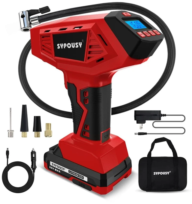 Main image of Tire Inflator Portable Air Compressor - 160PSI (20V Battery & 12V DC) | Cordless Tire Pump with Dual Power, 7X Faster Inflation Air Pump,Auto Shut Off, Digital Gauge for Car, Motorcycle, E-Bike