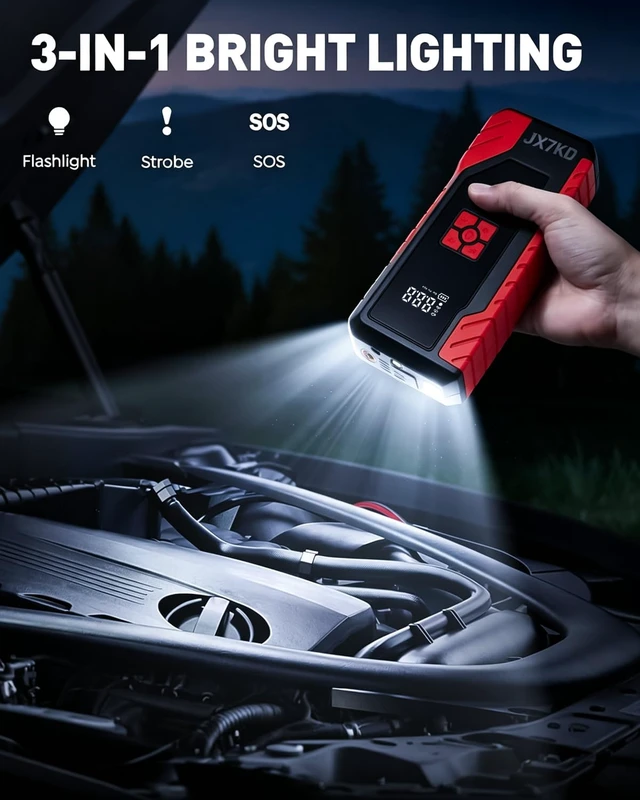 Alt view image 4 of 7 - Tire Inflator Portable Air Compressor Rechargeable Air Pump for Car Tires | cordless rechargeable tire inflator with Auto Shut-Off, LED Light & USB Power Bank