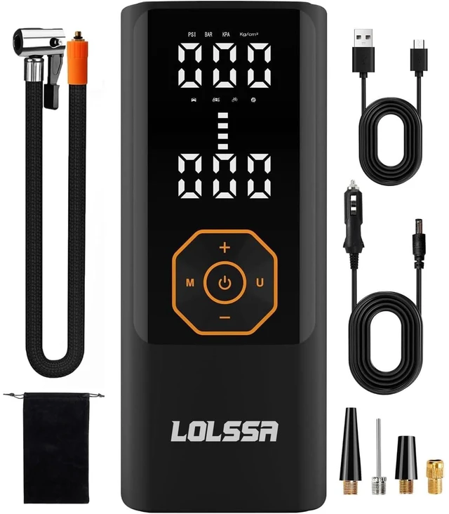 Main image of Tire Inflator Portable Air Compressor Cordless Air Pump for Car | 3X Faster Inflation, Auto Shutoff, Digital Dual Display, ±1 PSI Accuracy, LED Light, USB-C Rechargeable