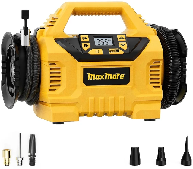 Main image of Portable Tire Inflator/deflator Compatible with DeWalt 20V Battery | 160 PSI High Pressure Cordless Air Compressor Pump, Digital Gauge, Auto Shut-Off, LED Light for Car, Bike, Balls (Tool Only)