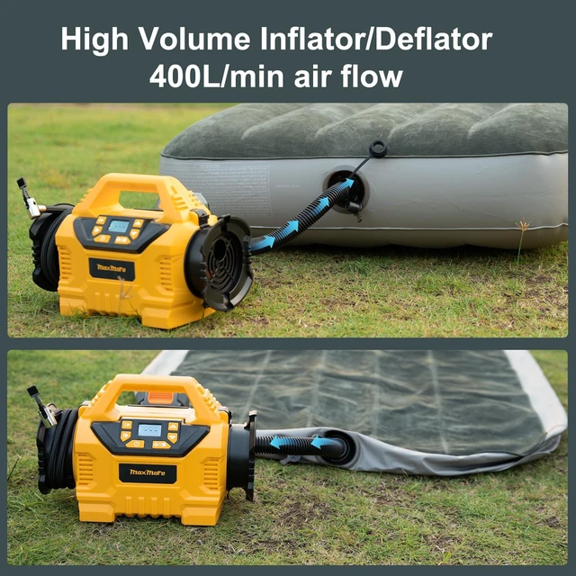 Alt view image 5 of 7 - Portable Tire Inflator/deflator Compatible with DeWalt 20V Battery | 160 PSI High Pressure Cordless Air Compressor Pump, Digital Gauge, Auto Shut-Off, LED Light for Car, Bike, Balls (Tool Only)