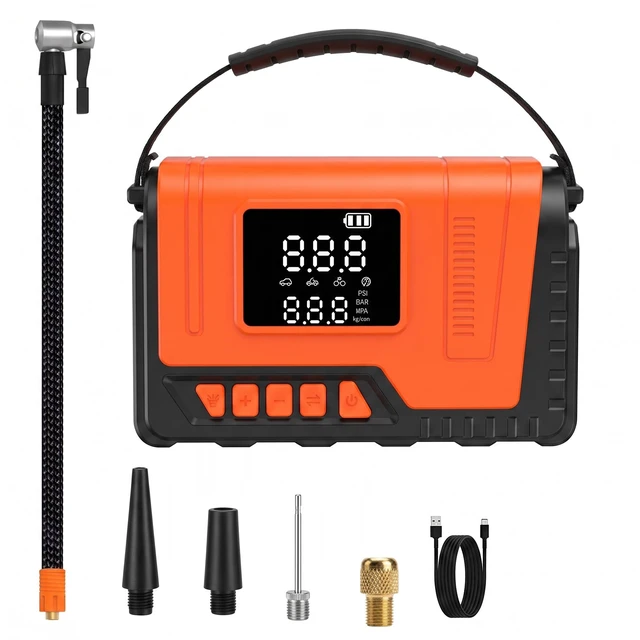 Main image of Tire Inflator Portable Air Compressor Pump 150PSI, Tire Pump for Car 12V DC Digital Air Pump with LED Super Bright Light for Bicycle, Motorcycle, Automotive Car Accessories