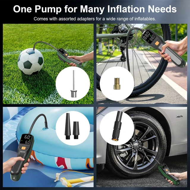 Alt view image 4 of 7 - CAP03 Tire Inflator Portable Air Compressor, 150 PSI Air Pump | with Storage Case and LED Dual Screen, Rechargeable, Portable Air Pump for Car Motorcycle Bike Ball