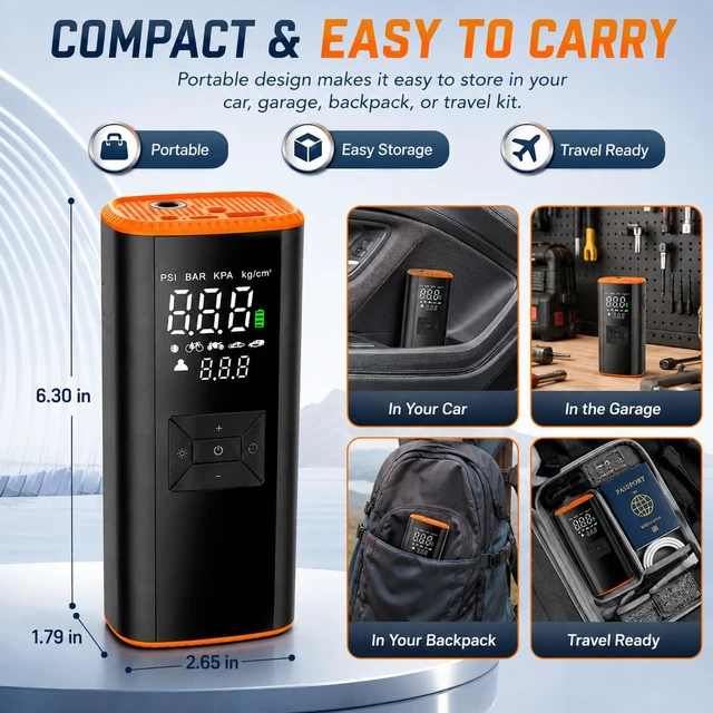 Alt view image 7 of 7 - Portable Air Compressor Tire Inflator 150 PSI 12000mAh | Portable,